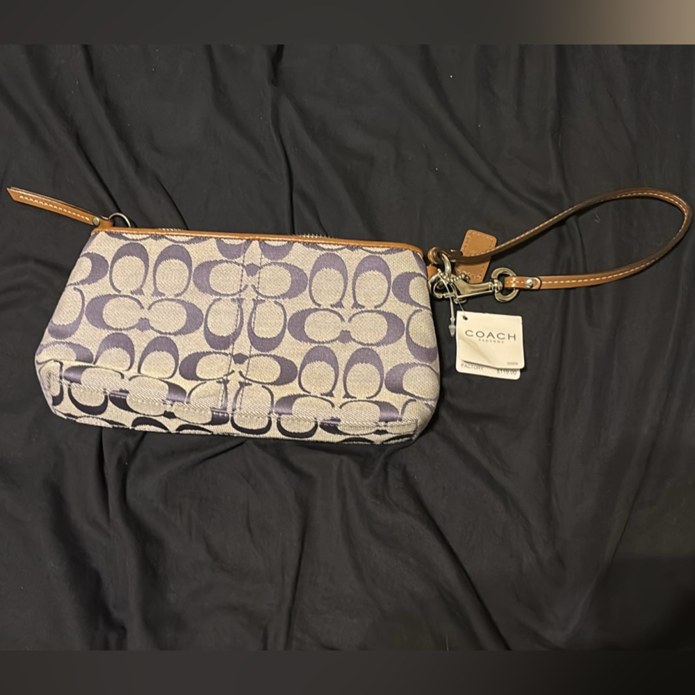 Coach Lavender and Tan Signature Wristlet